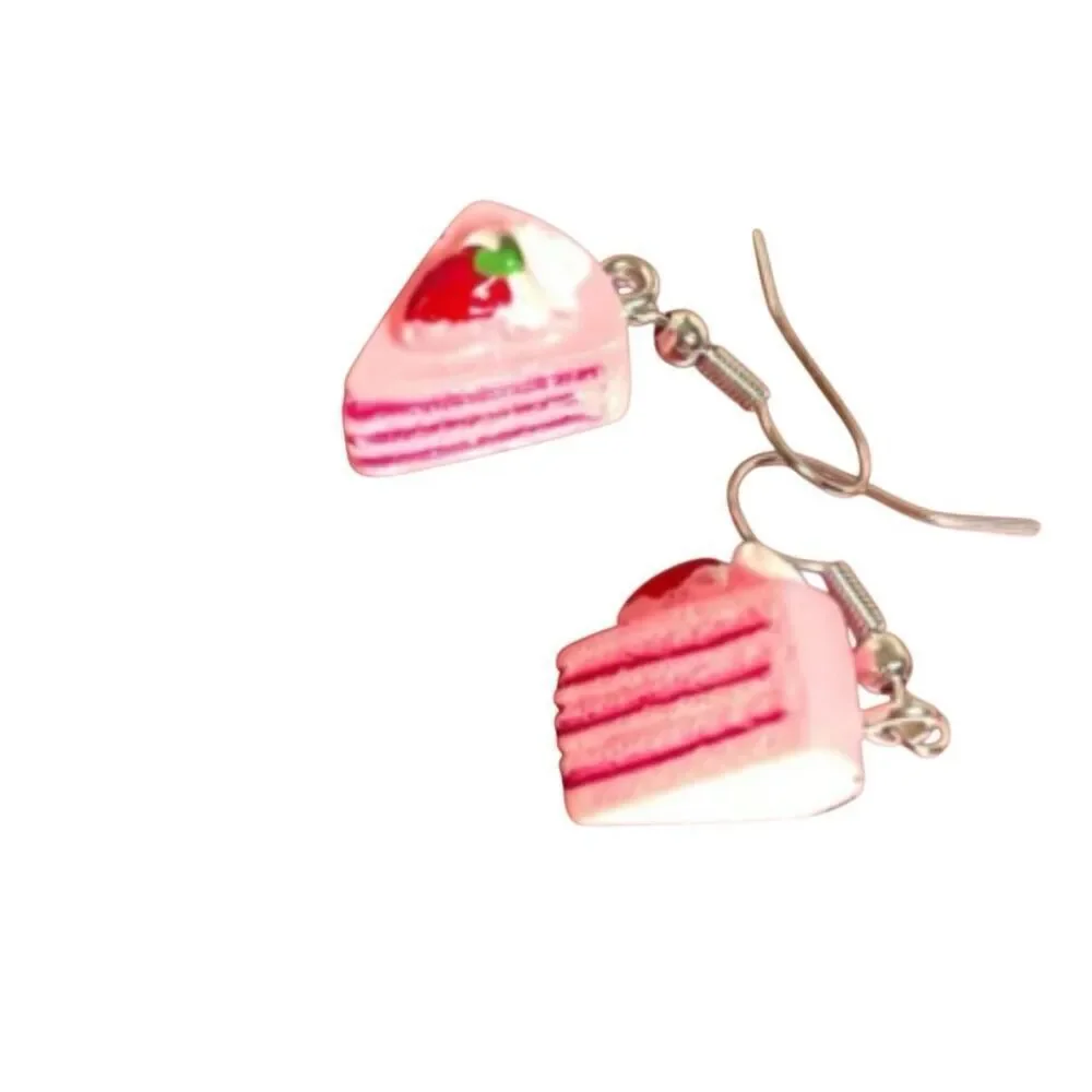 Strawberry shortcake cake slice statement Earrings